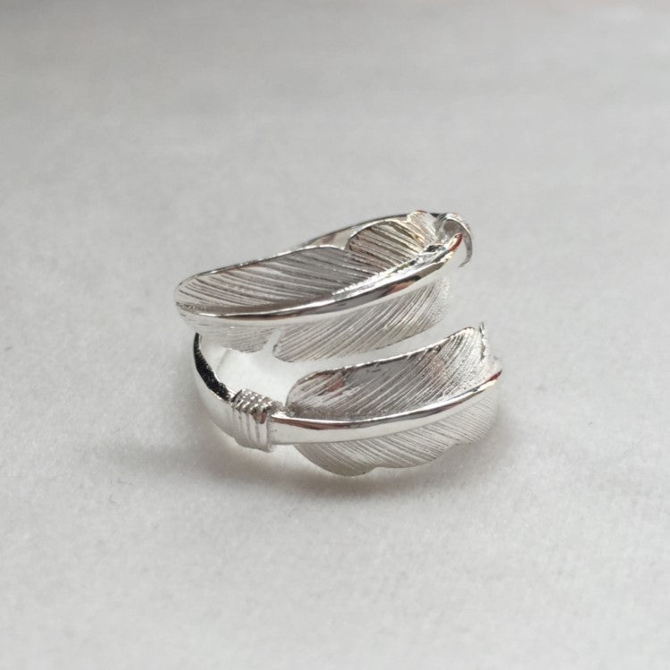 Feather Ring For Women Polished Silver Open Ring Fashion Jewelry Birthday Gift Feather Anniversary Elegant Gift