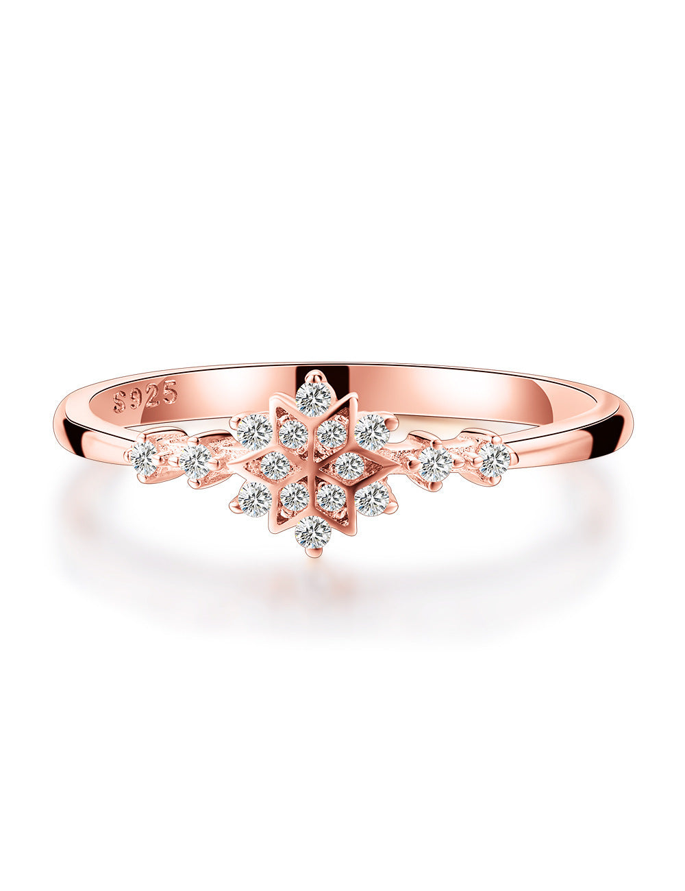 Womens Sterling Silver Snowflake Ring With Gold Plated Inlaid Gems Flower Design 925 Silver Ring European Ring