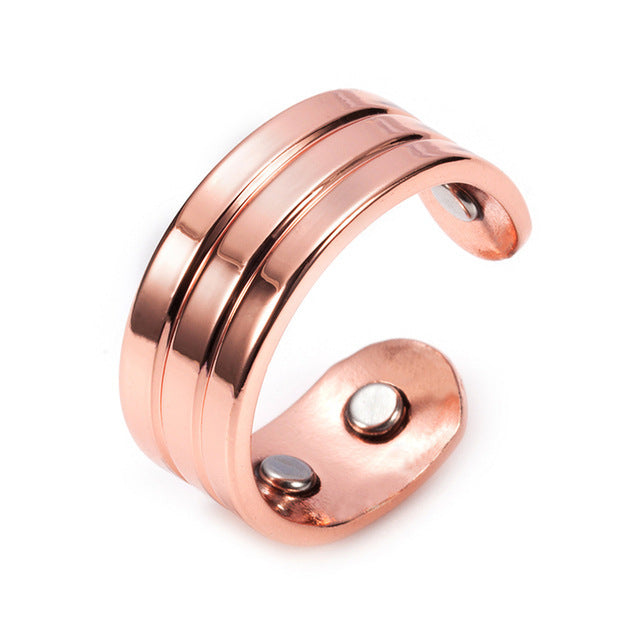 Copper Magnetic Ring Unisex Adjustable Opening Design Health Therapy Pain Relief Durable Ring For Women And Men