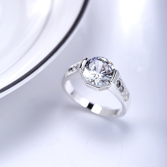 Zircon White Copper Ring With Geometric Shape Zircon White Copper Ring With Geometric Shape Zircon White Copper Ring