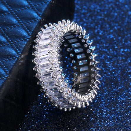 Womens Zircon Ring Gold Plated Copper Geometric Design European American Inspired Jewelry for Special Occasions