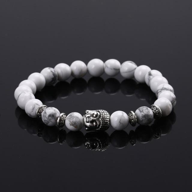 Unisex Lava Stone Bracelet Buddha Head Ethnic Bead Peaceful Warrior Alloy Plated Jewelry Ethnic Style Bead Art
