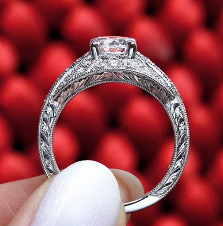 Openwork Diamond Ring Copper Gold Plated Zircon White Inlay Womens Fashion Ring Size 6 7 8 9 10 Geometric Design