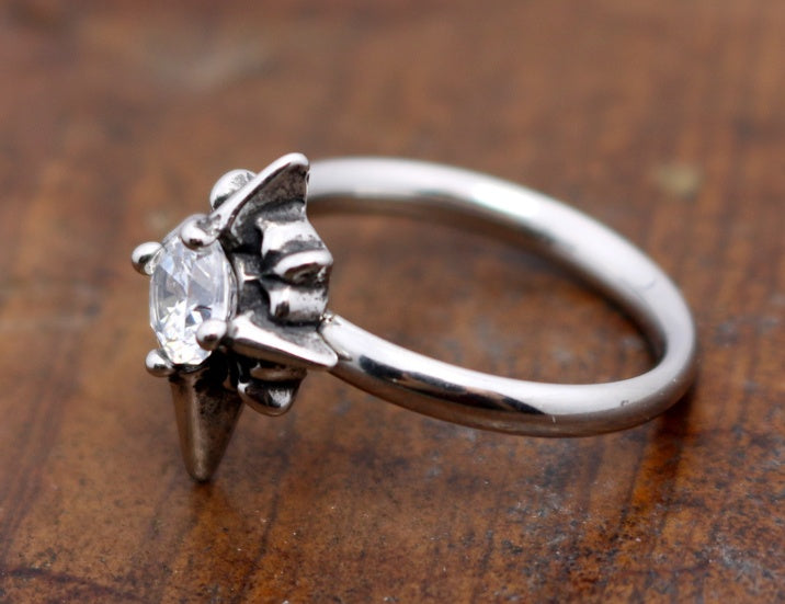 Black and White Clear Stone Ring