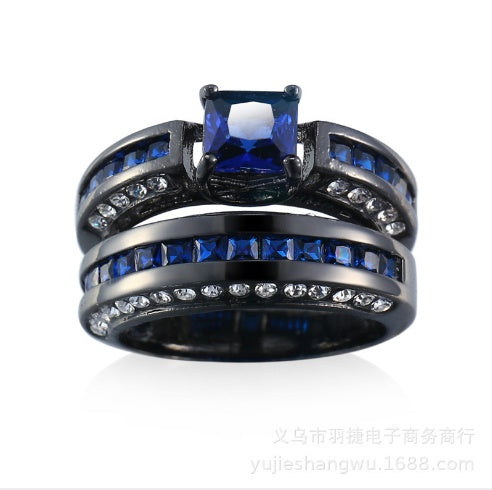Zircon Ring For Women Copper Band With Sapphire And Diamond Accent Elegant Statement Jewelry Elegant Gift Idea