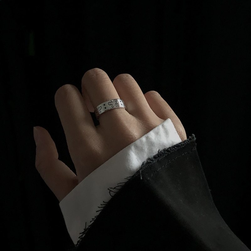 Adjustable Butterfly Ring Stainless Steel Unisex Ring With Opening Feature Individually Packed Couple Ring Set