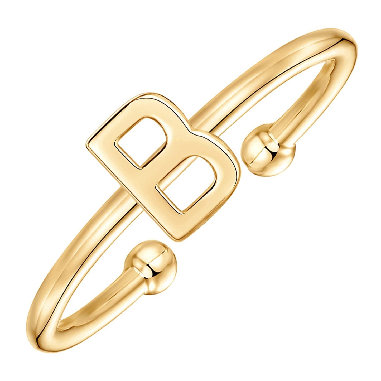 Adjustable Letter Ring Personalized Initial A To Z Copper Cutout Alphabet Ring For Women For Daily Wear Trendy