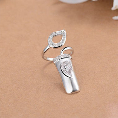 Womens Gold Plated Diamond Inlaid Nail Ring Set Korean Inspired Geometric Finger Decoration Holiday Gift For Women