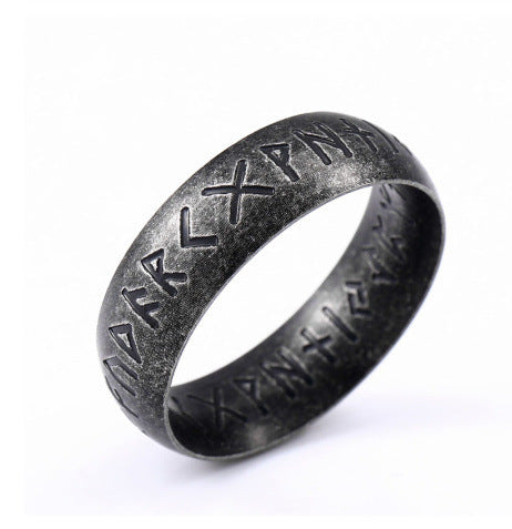 Engraved Ring Polished Corrosion Stainless Steel Unisex Ring 6mm And 8mm Diameters Model Color Black Gray Styles