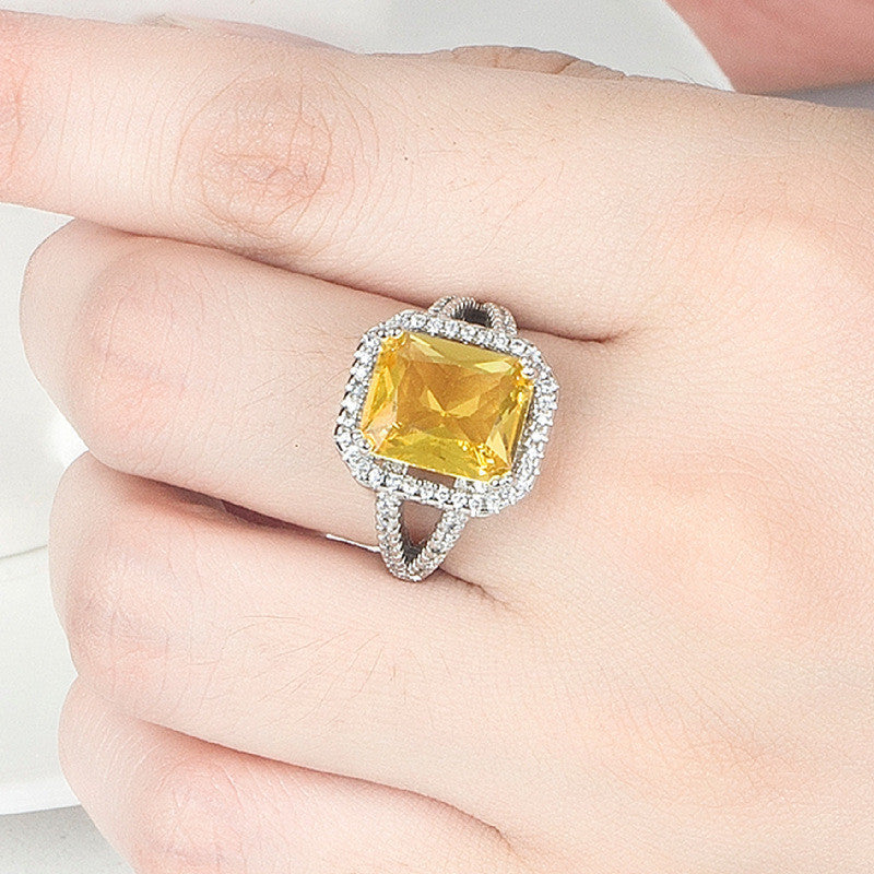 Womens Water Drop Bell Heart Pattern Ring With Pinky And Yellow Geometric Cubic Zirconia Synthetic Stones Gems