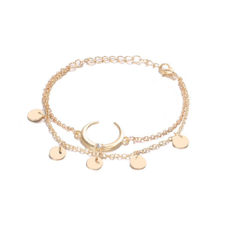 Womens Crescent Bracelet With Diamond Accent Electroplated Alloy Fashion Jewelry Elegant Crescent Shape Design