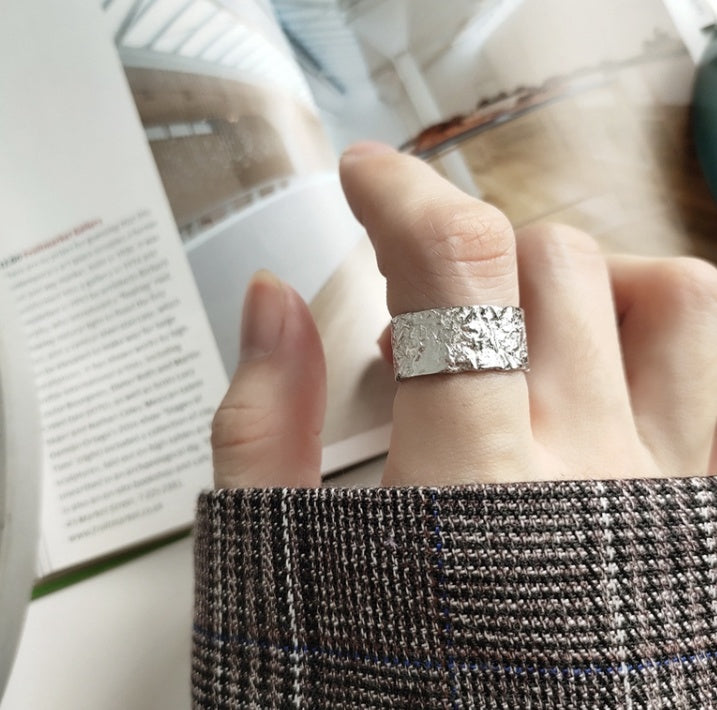 Copper Plated Irregular Corrugated Fold Ring For Women Hypoallergenic Everyday Fashion Jewelry Accessory Trend