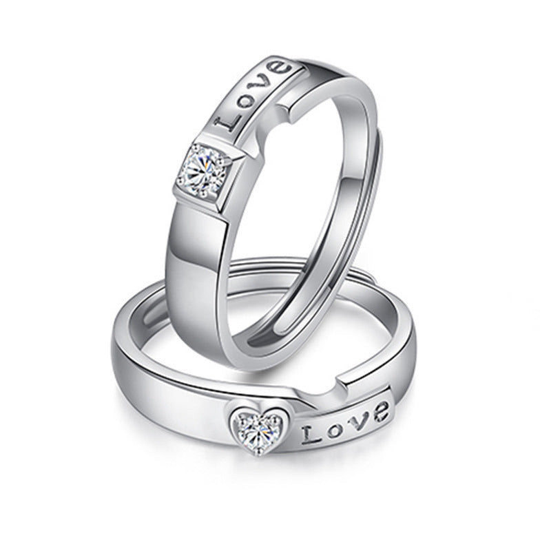 Couple Rings With Heart Shaped Design And English Letters Matching Rings For Men And Women Love Rings Gift Ideas
