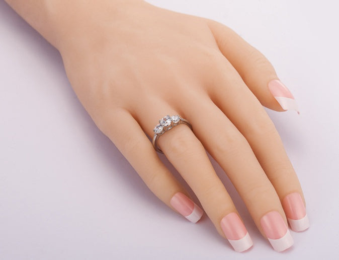 Copper Ring Platinum Plated With Zircon Stones Jewelry