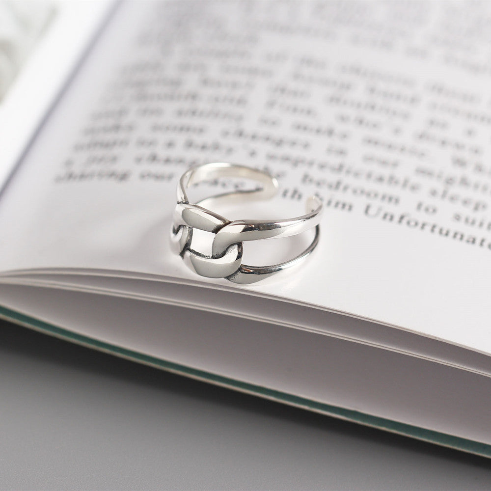 Minimalist Geometric Sterling Silver Ring 10mm Wide Surface Lightweight Korean Trend Jewelry Everyday Wear Now