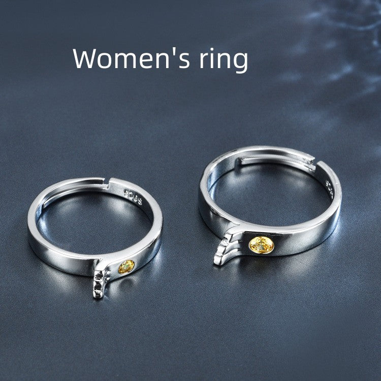 His and Hers Matching Rings Set Gold Plated Couple Rings White Copper Anniversary Promise Rings Artificial Lux