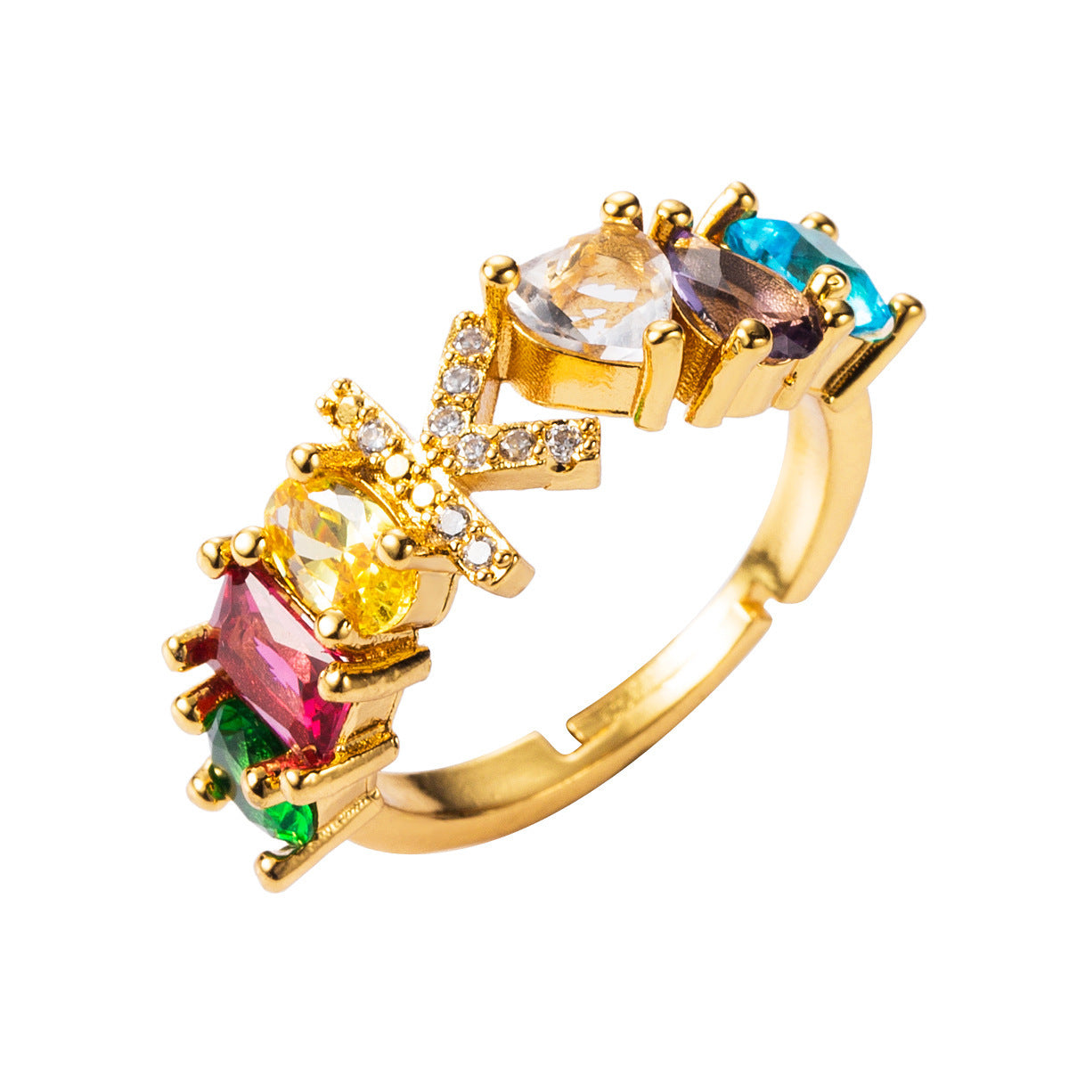 26 letters micro inlaid zircon letter ring