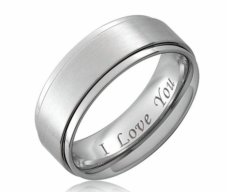 I Love You Engraved Couple Rings Titanium Steel 6mm 8mm