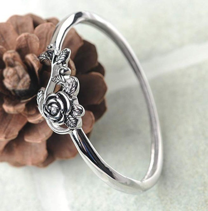 Vintage Rose Ring Sterling Silver Copper Plated Flower Gem Ring For Her Wedding Gift Jewelry For All Occasions