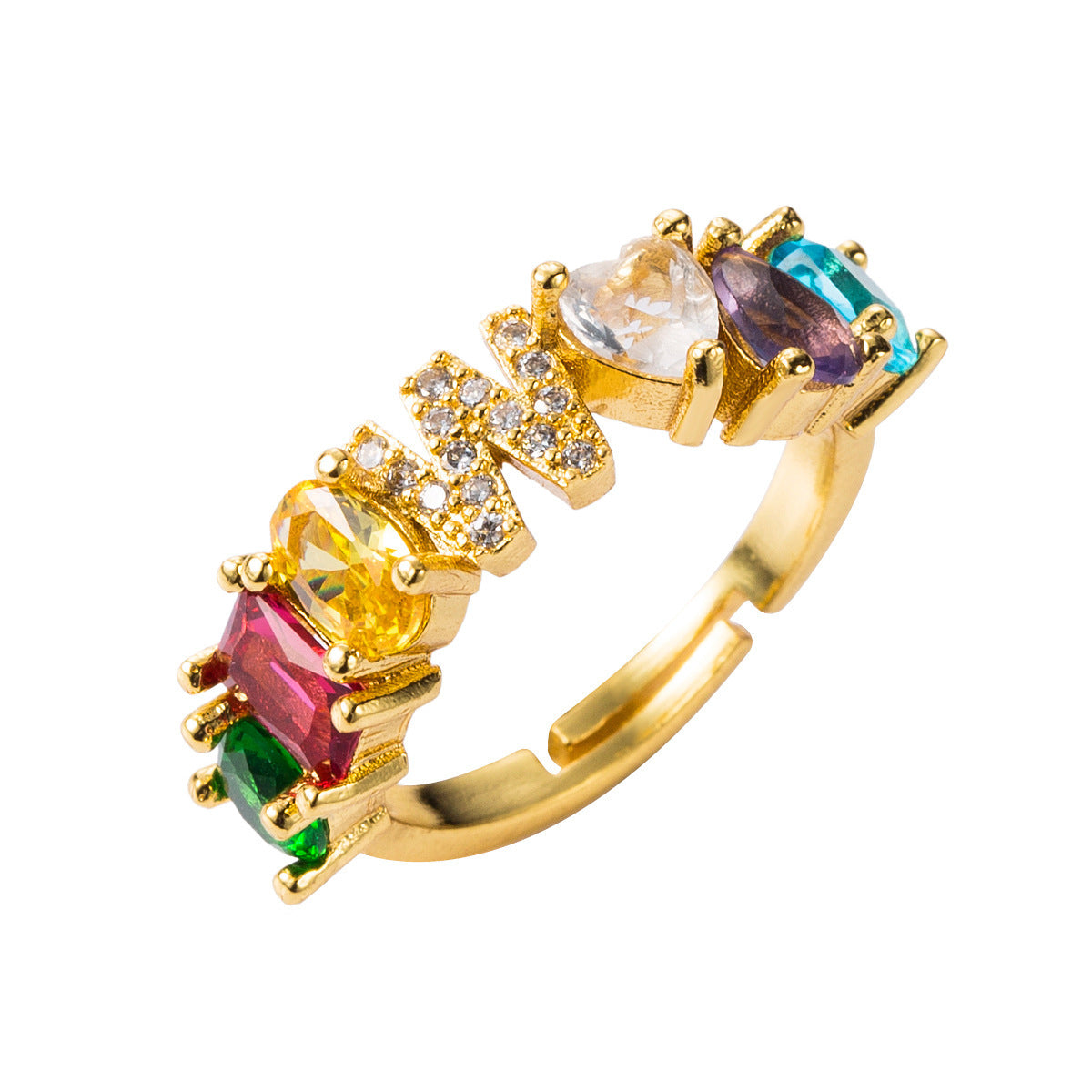 26 letters micro inlaid zircon letter ring