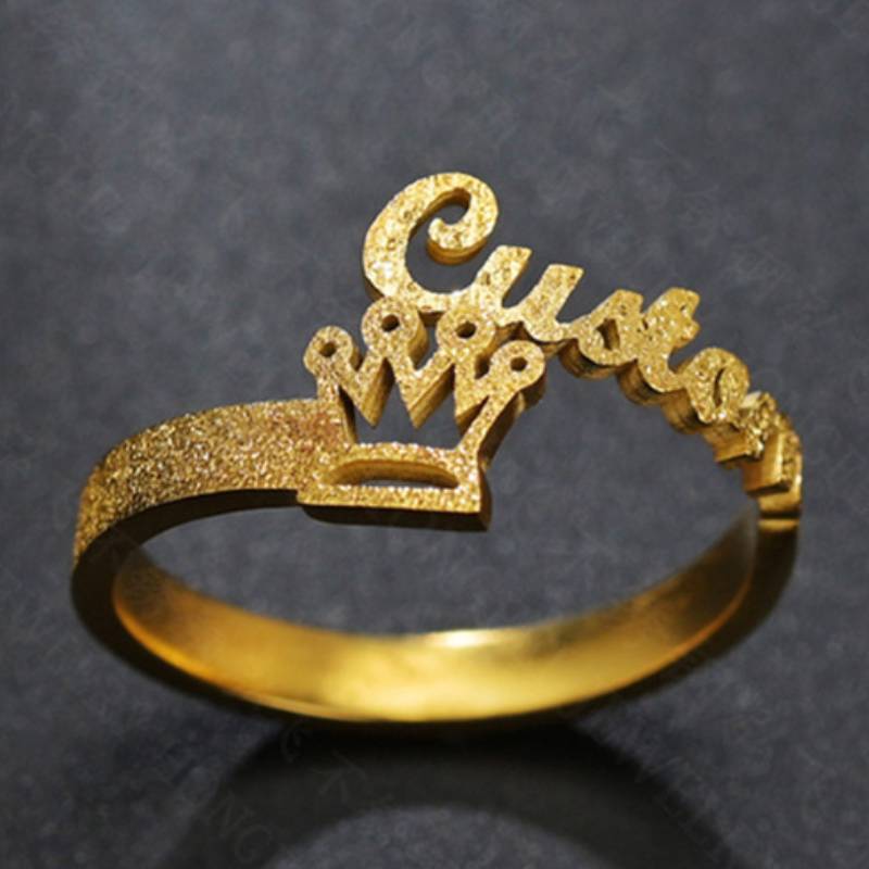 Womens Stainless Steel Ring Frosted Geometric Design Electroplated Fashion Jewelry Statement Ring Elegant For Women