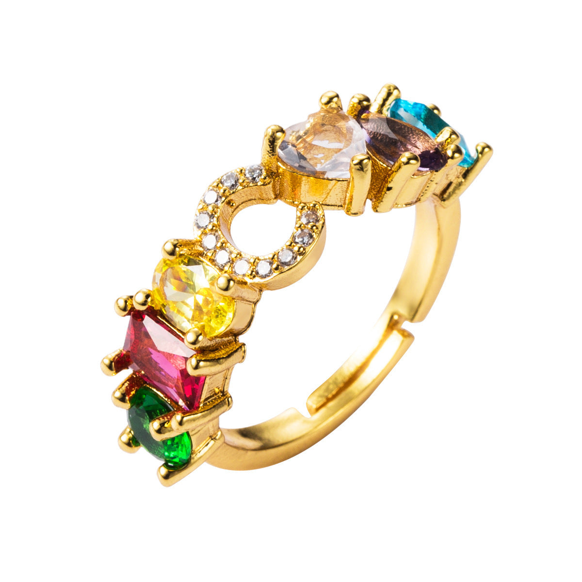 26 letters micro inlaid zircon letter ring