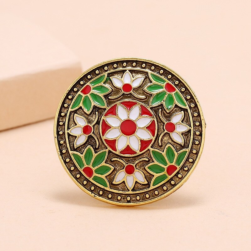 Womens European Style Dripping Oil Round Ring With Alloy Inlaid Gemstones Individually Packed Jewelry Gift For Her