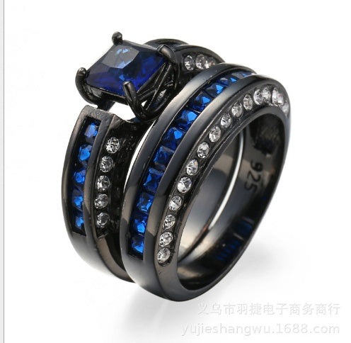Zircon Ring For Women Copper Band With Sapphire And Diamond Accent Elegant Statement Jewelry Elegant Gift Idea