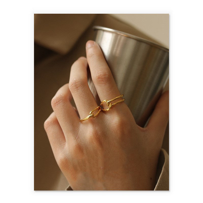 Womens Brass Ring Geometric Knotted Ring European American Ring Fashion Jewelry Gift For Her Elegant Accessory