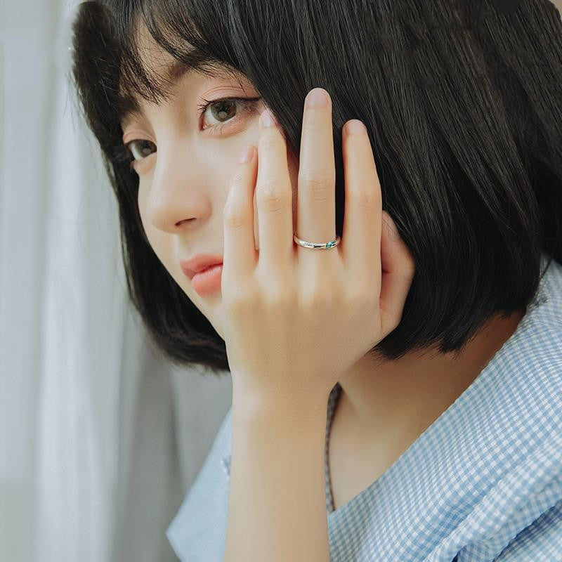 Couple Rings Starry Sky Alloy Inlay Gemstones Silver Gold