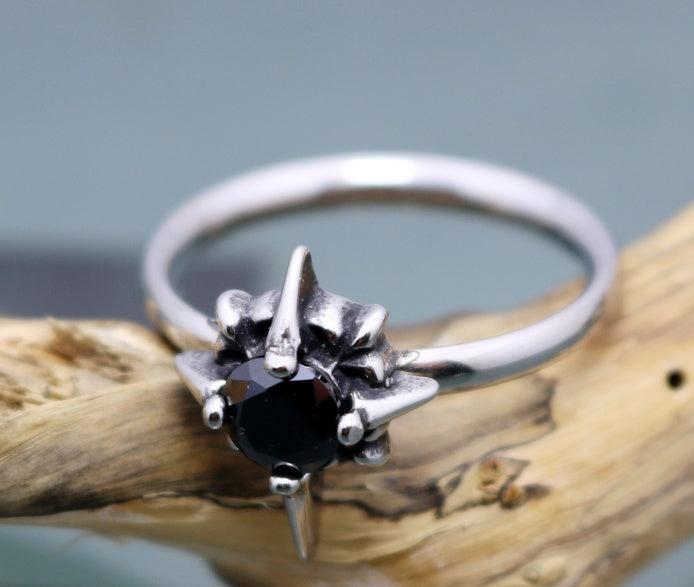 Black and White Clear Stone Ring