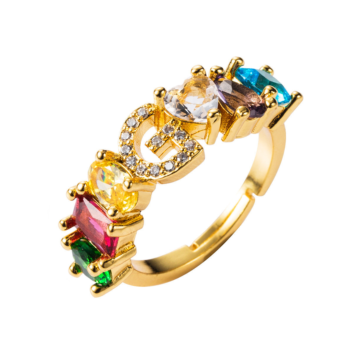 26 letters micro inlaid zircon letter ring