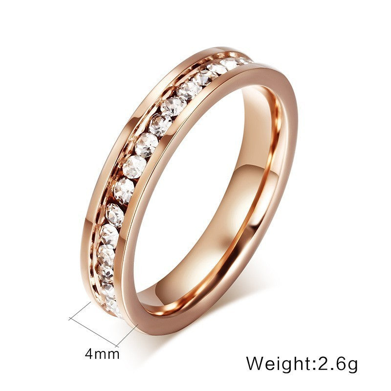 Colorful Zircon Ring Titanium Steel Goldtone Geometric New Versatile Fashion Jewelry Durable Elegant Wear Gift