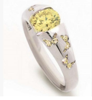 Butterfly Ring With Zircon Inlay Unisex Alloy Fashion Jewelry European American Style Versatile European Style