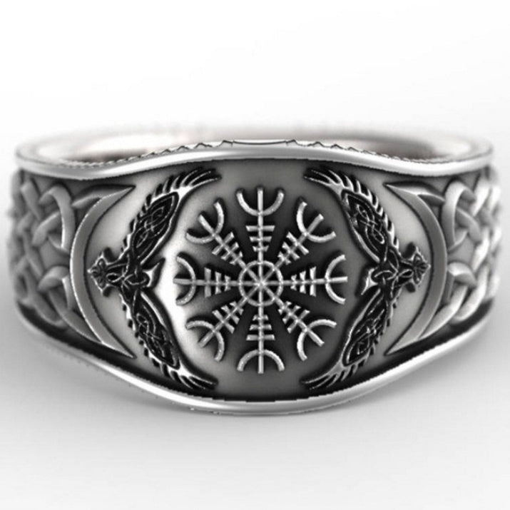 Womens Vintage Silver Plated Ring With Artificial Gemstones Geometric European Design Alloy Inlaid Ring Jewelry