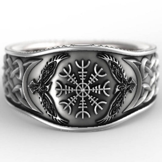 Womens Vintage Silver Plated Ring With Artificial Gemstones Geometric European Design Alloy Inlaid Ring Jewelry