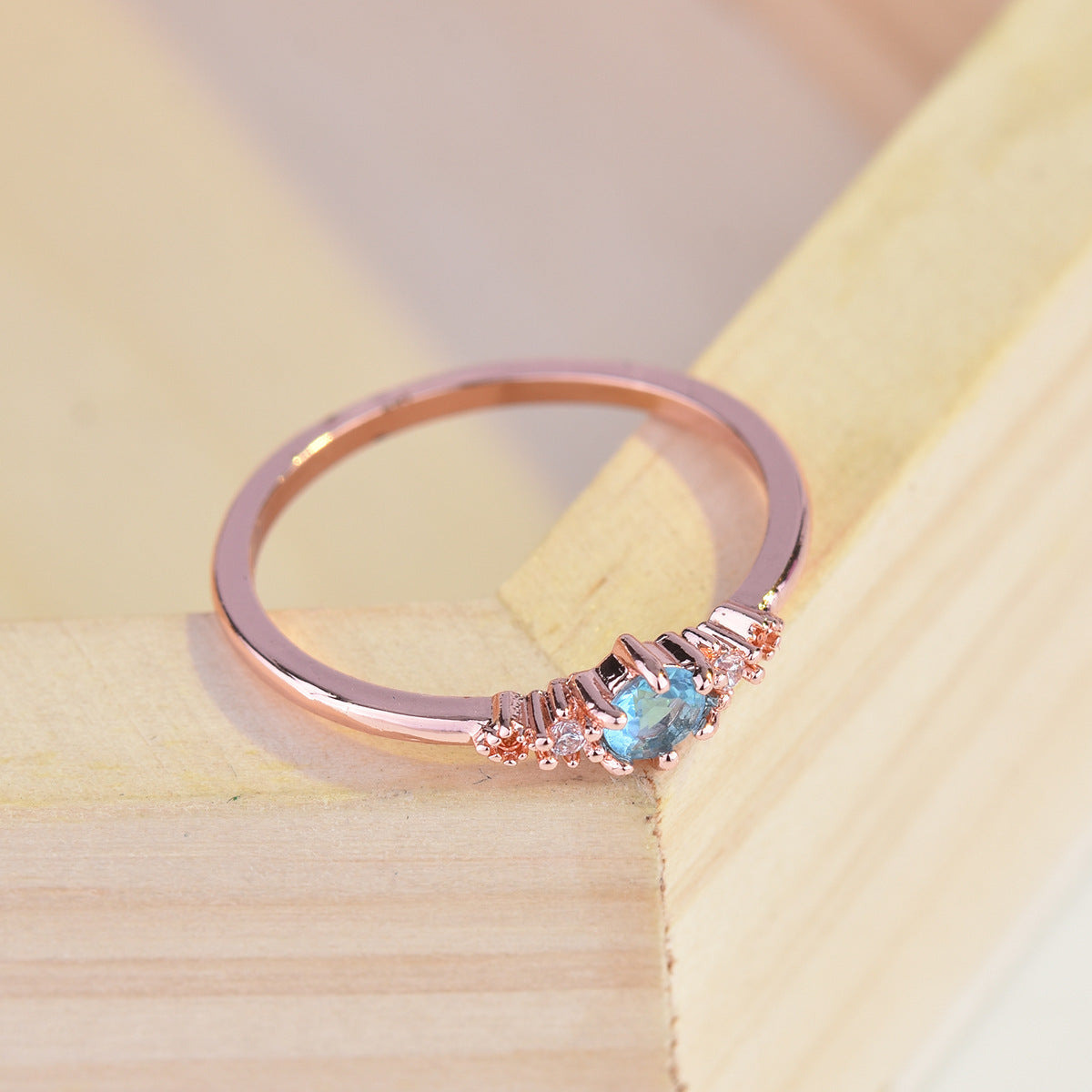 Womens Geometric Ring Diamond Inlay Sterling Silver Gemstone Aquamarine Copper Platinum Plated Ring Aquamarine