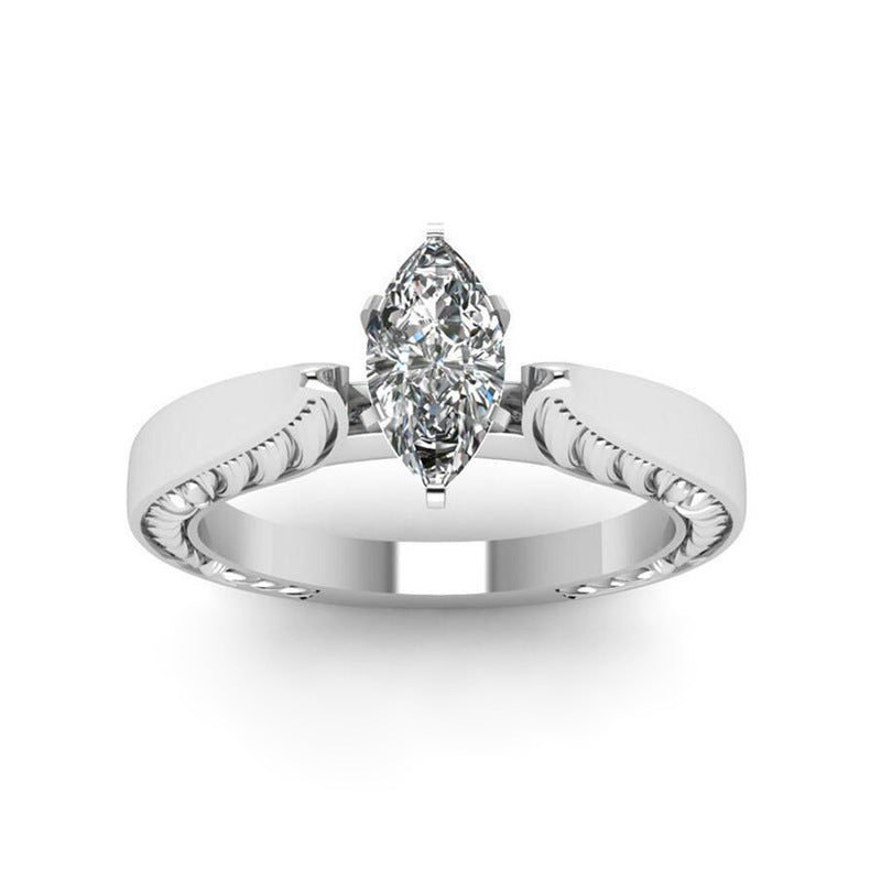 Womens Vintage Ring Horse Eye Zircon Geometric Alloy Electroplated European American Jewelry For Women Jewelry