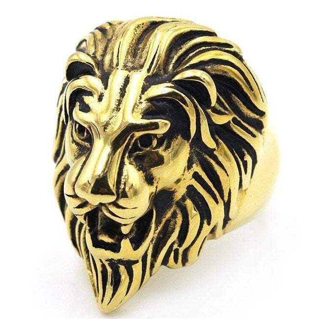 Mens Lion Ring Titanium Steel Casting European American Style Ring Biker Statement Jewelry European Design For Men