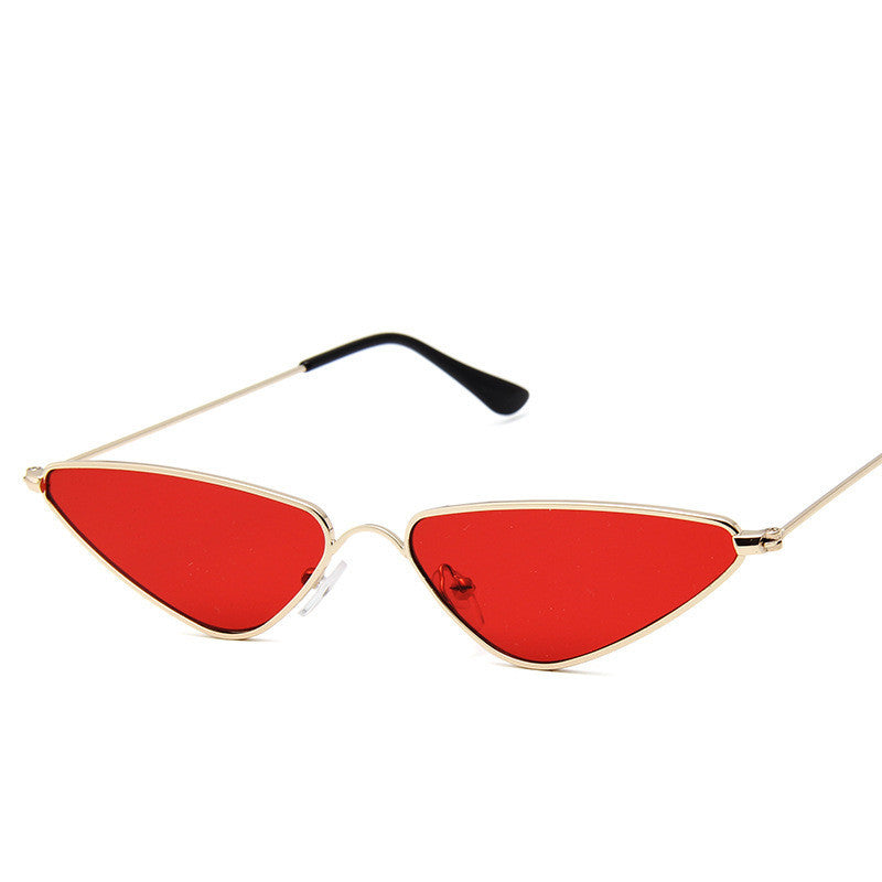Adults Cat Eye Sunglasses Vintage Metal Frame Triangle Piece Design AC Lenses Full Frame Non Polarized Fashion