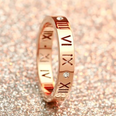 Titanium Steel Couple Rings with Roman Numeral and Diamond Accent Matching Bands His and Hers Anniversary Rings 4MM
