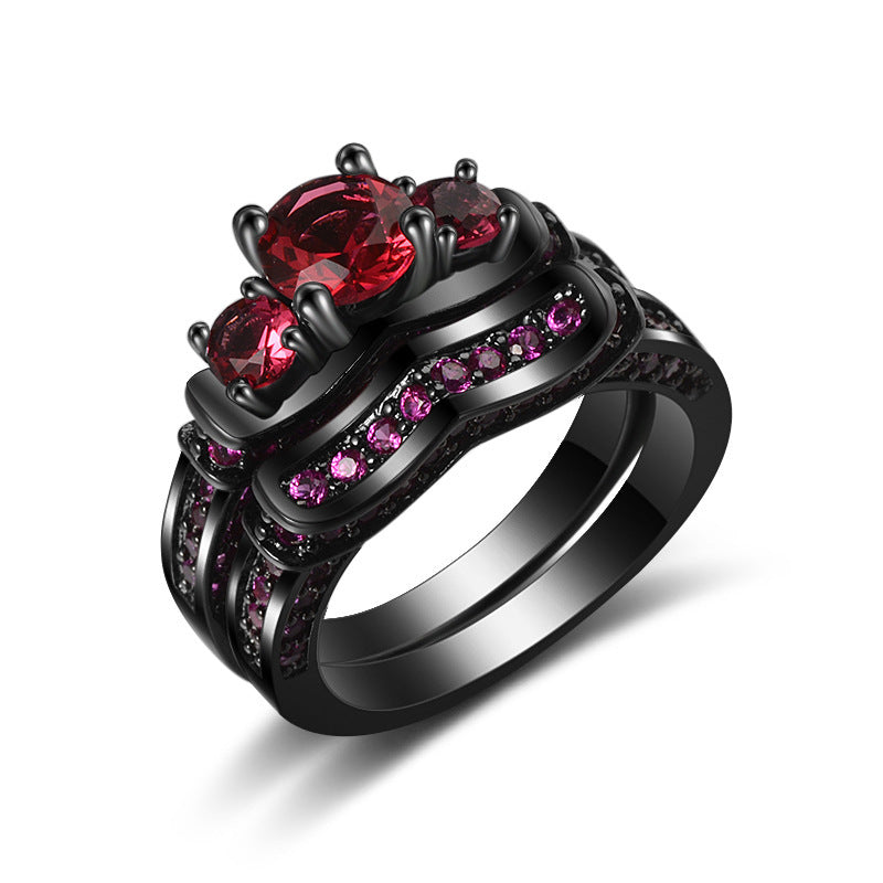 Black Gold Ring Stainless Steel Geometric Totem Ring Copper Fashion Jewelry for Men and Women Religious Totems