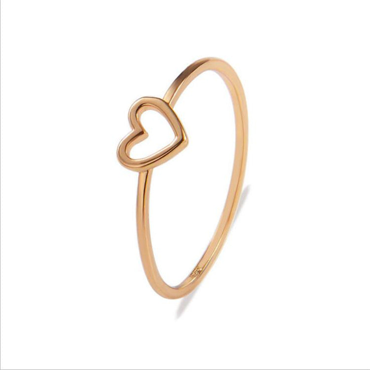 Copper Heart Couple Ring Set Matching Heart Shape Promise Rings For Him And Her Simple Bands In Gold Or Silver