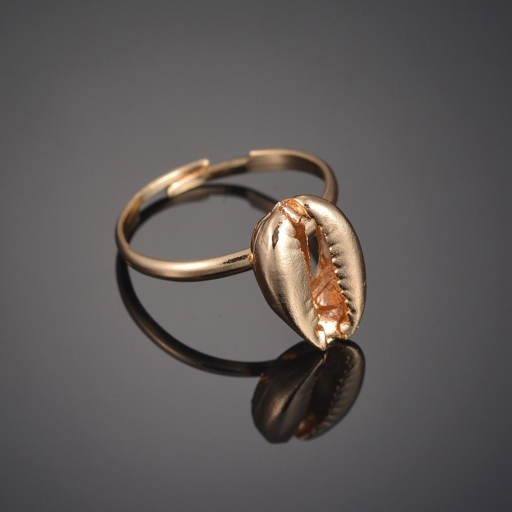 Shell Design Ring Electroplated Alloy Jewelry For Women And Girls Perfect Gift For Opening Ceremony Gift Ideas