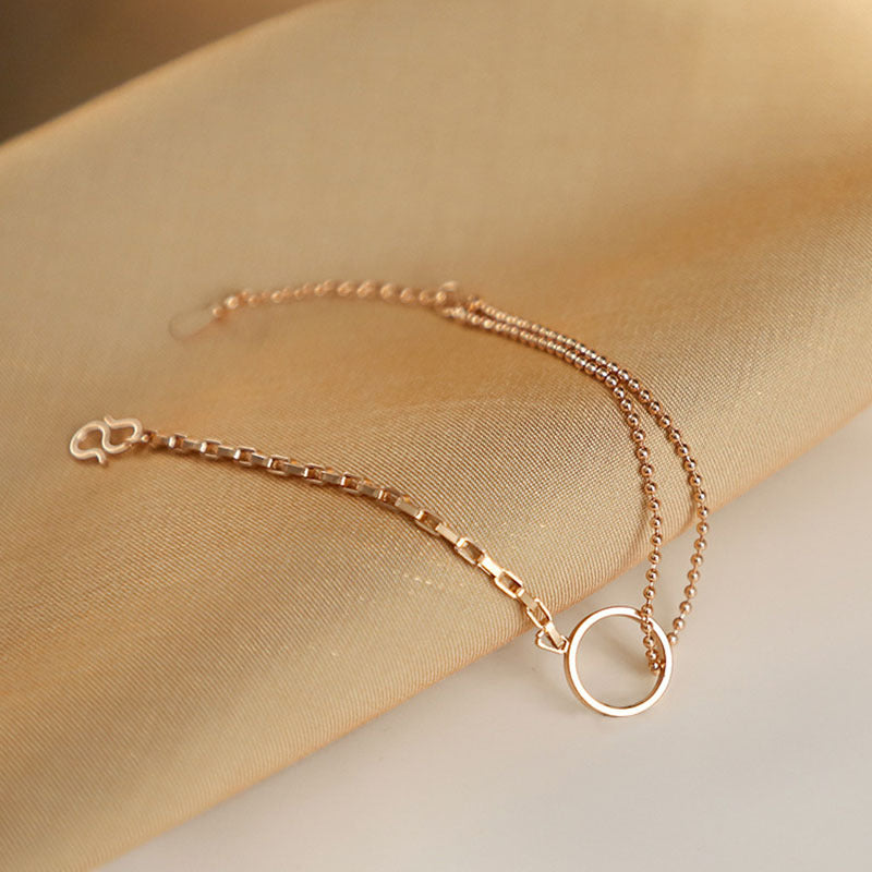 Womens Copper Bracelet Geometric Hollow Circle Electroplated Korean Fashion Jewelry Radiation Protection Design Chic