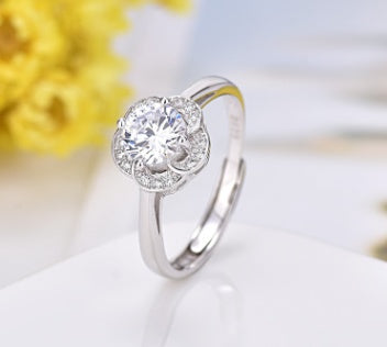 925 Silver Rose Engagement Ring With Adjustable Opening