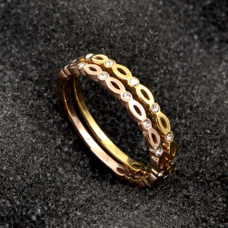 Womens Titanium Steel Rose Gold Plated Tailor Ring With Diamonds Korean Style Custom Letter Number Design Ring