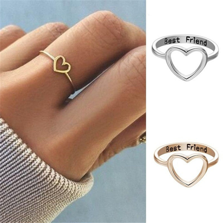Womens Heart Ring Openwork Geometric Electroplated Alloy Ring Lightweight Fashion Jewelry For Everyday Wear Gift