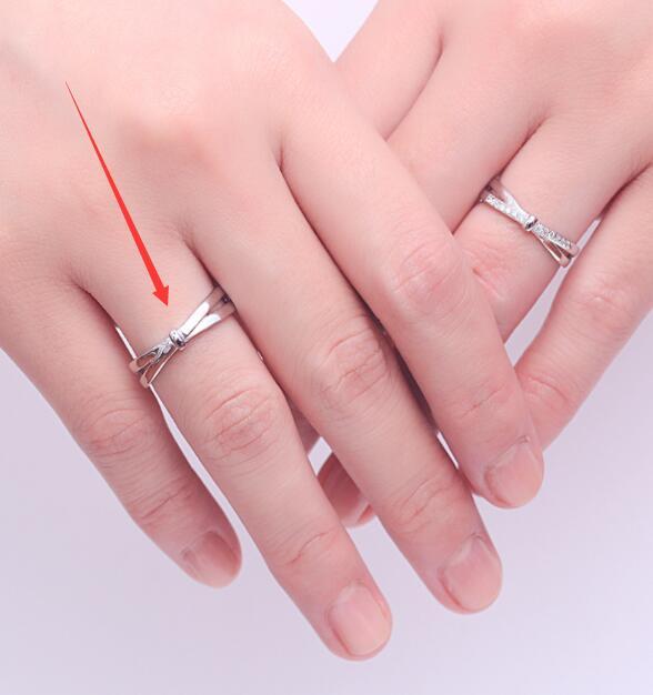 Adjustable Couple Rings Interwoven Design With Imitation Diamond Geometric Wedding Bands 925 Silver Open Style