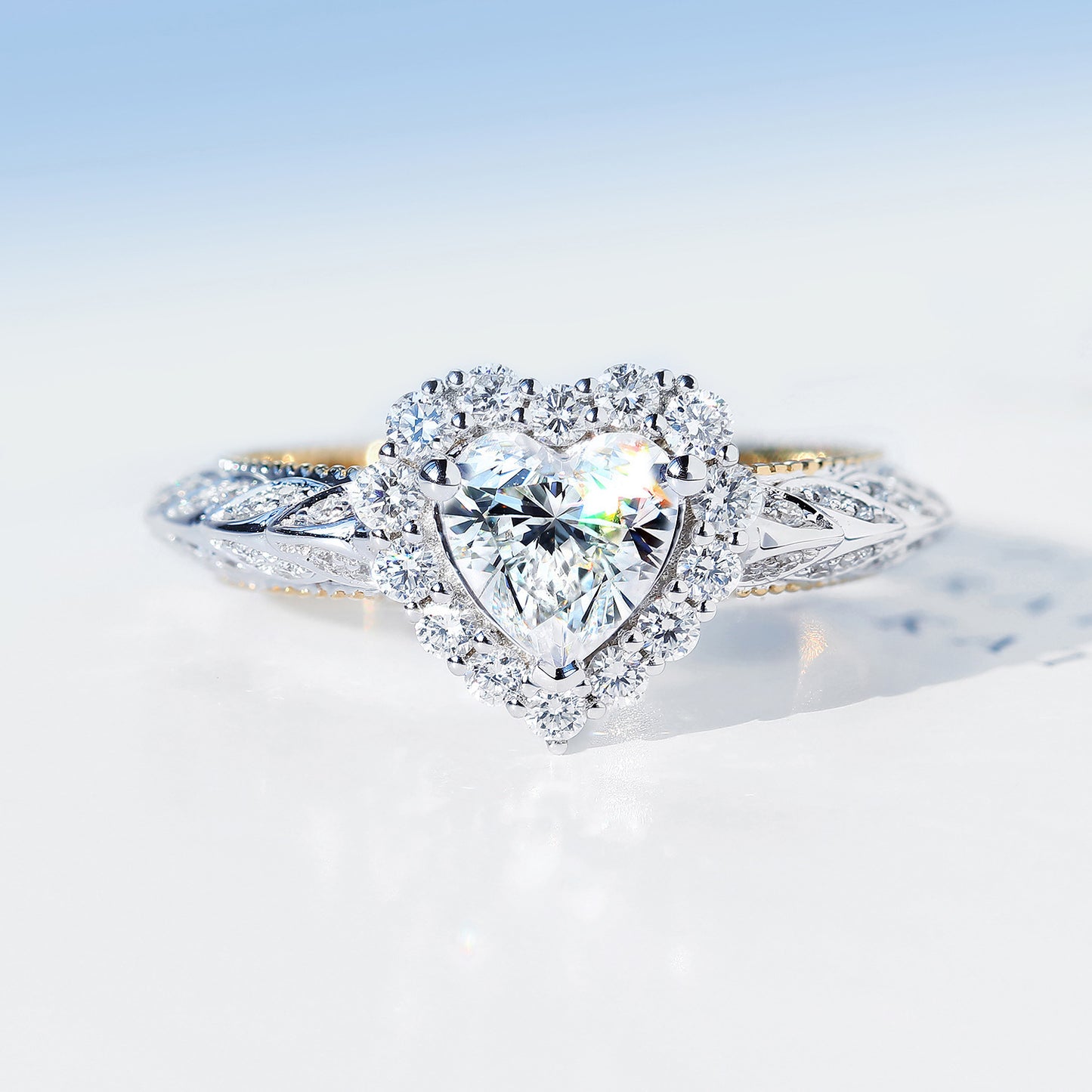 Brass And Stainless Steel Heart Zircon Wedding Ring For Bridal Gift European Style Elegant Wedding Ready Gifts